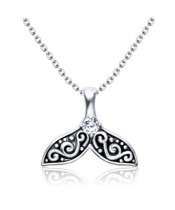 Whale Tail CZ Silver Necklace SPE-3599